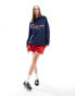 ASOS DESIGN rugby sweatshirt with monte carlo graphic in navy