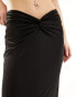 Urban Threads slinky maxi skirt with ruched front in black