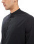 ASOS DESIGN slim shirt with grandad collar in black