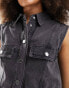 Mango denim cropped waistcoat in dark grey