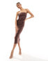 Vesper bengaline bandeau midi dress in chocolate brown