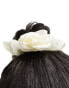 True Decadence satin rose hair hair scrunchie in white - CREAM