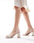 New Look plait detail strappy heeled sandal in off white