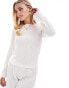 Vero Moda Petite long sleeved textured jersey top co-ord in white