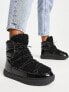 Glamorous Apres snow boots in black with faux fur detailing