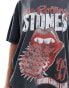 ASOS DESIGN unisex oversized license t-shirt with The Rolling Stones tour print in washed black