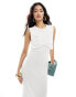 4th & Reckless semi sheer twist bust detail maxi dress with front seam in white