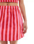 ASOS DESIGN cotton mini skirt co-ord in pink and red stripe