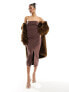 Vesper bengaline bandeau midi dress in chocolate brown