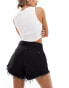 Sixth June high waisted denim shorts in washed black