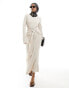 Daska long sleeve maxi dress with fluted hem and belt detail in cream