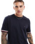 Tommy Hilfiger stripe cuff t-shirt in navy