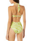 Michael Michael Kors Womens Printed O-Ring Cutout One-Piece Swimsuit Green sz 10