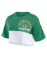 Women's Green/White Green Bay Packers Boxy Color Split Cropped T-Shirt