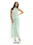 Vila Petite Bridesmaid halterneck tulle midi dress with tiered skirt in mint green