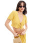 Something New styled by Claudia Bhimra broderie tie front puff sleeve top co-ord in spicy mustard