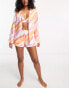 Loungeable satin 3 piece pyjama set in multi stripe