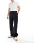 ASOS DESIGN smart wide leg pin stripe trousers with asymmetric waist detail in black