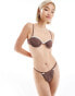 Reclaimed Vintage underwire bikini top with lace trim and bows in brown