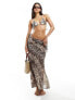 Candypants zebra print low rise maxi beach skirt in brown