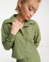 Heartbreak cropped shirt co-ord in green gingham