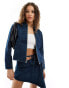 Weekday Gate co-ord denim biker jacket with seam detail in sapphire blue