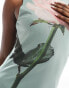 Rare London mesh sleeveless maxi dress in green flower print