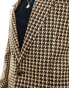 ASOS DESIGN slim longline blazer in brown puppytooth