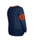 Women's Navy Chicago Bears Plus Size Lace-Up Notch Neck Long Sleeve T-shirt