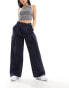 River Island wide leg cargo trouser in navy