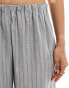 Bershka pull on wide leg trousers in grey stripe