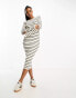 Vero Moda knitted stripe maxi dress in cream and black