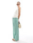 Mango straight leg stripe trousers in green and blue