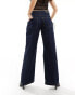 Stradivarius wide leg jean with pleat front in dark blue