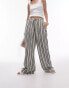 Topshop stripe linen wide leg trouser in mono