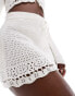 Hollister co-ord crochet pull on mini skirt in white