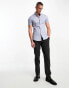 ASOS DESIGN skinny fit shirt with grandad collar in cornflower blue