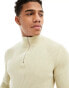 ASOS DESIGN muscle fit knitted essential quarter zip jumper cream