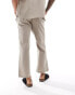 South Beach textured weave beach trouser co-ord In brown