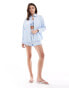 Miss Selfridge poplin collar oversized shirt in blue stripe co ord