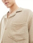 COLLUSION textured oversized revere short sleeve shirt with raw seam detail in ecru