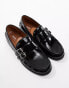 ASOS DESIGN loafers in black with wedge sole and buckle