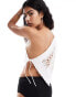 Mango Selection Asymmetrical top with embroidered panel in white