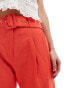 ASOS DESIGN Petite tailored belted trouser with linen in red