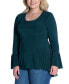 Plus Size Long Bell Sleeve High Low Tunic Top