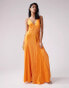 ASOS DESIGN satin cami maxi dress with sheer panel details in orange