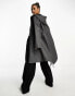 ASOS DESIGN midi rubberised rain coat with dipped hem in charcoal