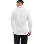 ASOS DESIGN muscle fit deep revere collar shirt in white