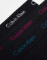 Calvin Klein cotton stretch boxer briefs 3 pack in black with coloured logo