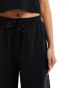 Object soft draw string waist wide leg trousers in black